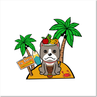 Cute Grey Dog on a tropical island Posters and Art